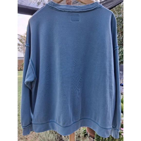 Free People Movement Metti Crewneck Sweatshirt M Dusty Teal Blue - Picture 6 of 11